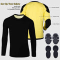 mens black kevlar motorcycle shirt slim fit front and inside kevlar lining view. RideGuard.